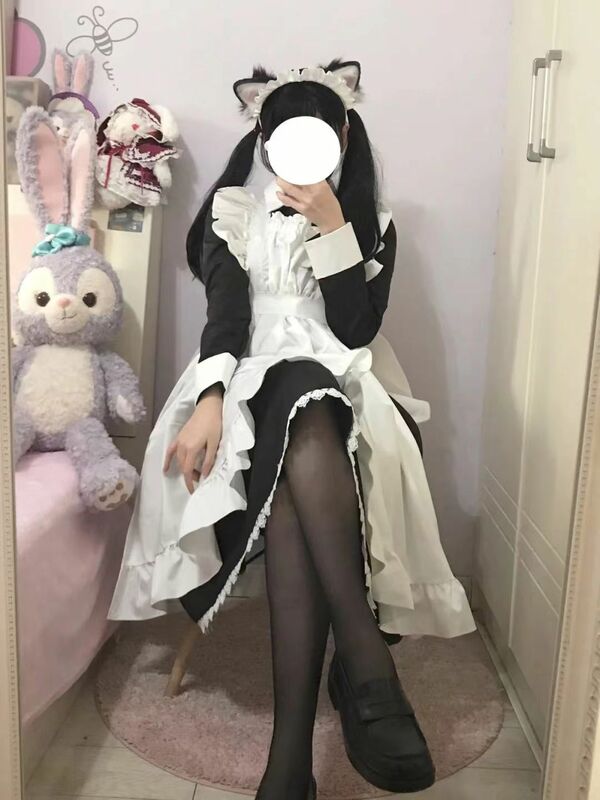 Maidservant cosplay uniform long dress Lolita cartoon role play COS female dress large Japanese Kawaii maid British housekeeper