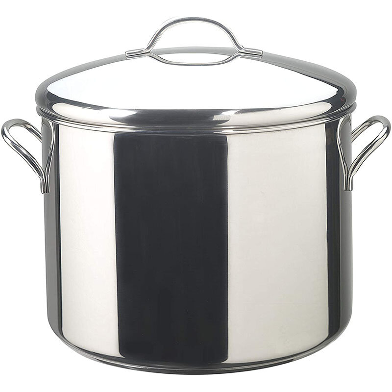 Classic Stainless Steel Stock Pot/Stockpot with Lid A Full Cap Base on The Stockpot Features A Thick Aluminum Core Surrounded