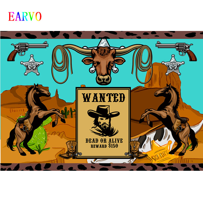 Western Cowboy Style Backgdrop Adult Children Birthday Family Party Background Interior Wall Decor Photography Photo Background