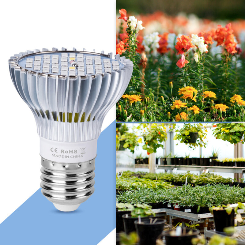 Светодиодсветильник лампа полного спектра E27 для выращивания растений, лампа для выращивания саженцев, теплиц, водонепроницаемая и рассеив...