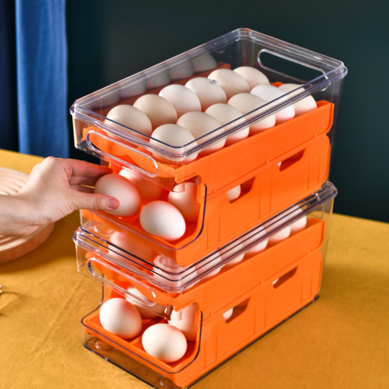 Kühlschrank Ei Lagerung Box Rutsche-typ Ei Tablett mit Abdeckung Staub-proof Versiegelt Ei Box Frische-halten box Contenedor De Huevos