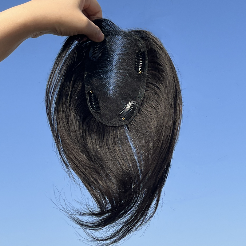 Halo Lady Beauty Swiss Klip Toppers Rambut Manusia Renda Transparan Dalam Potongan Rambut Brasil Penutup Lurus Rambut Putih Rontok Buatan Tangan