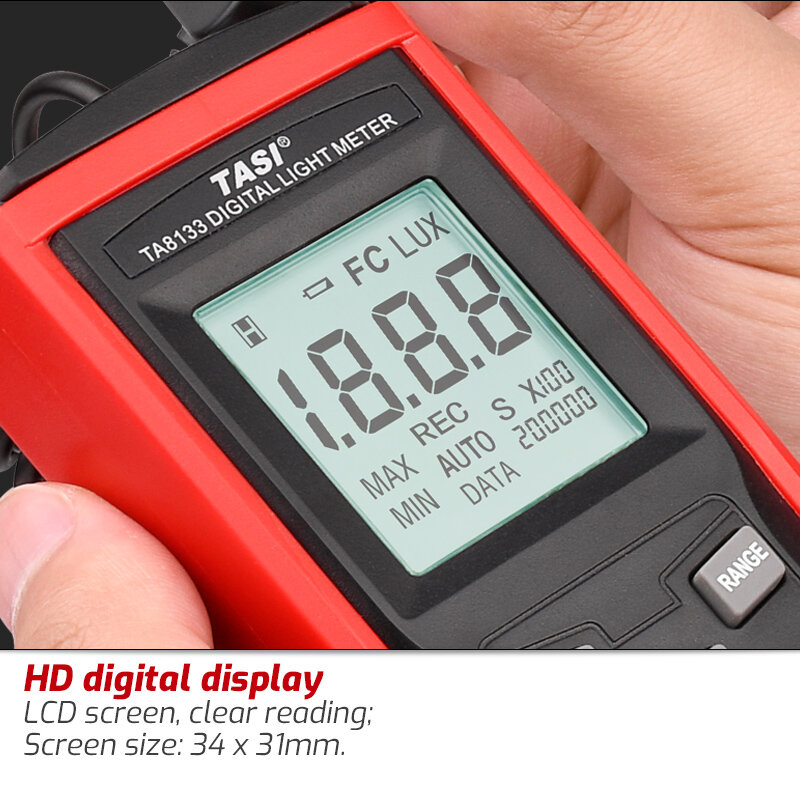 TASI-Medidor de Luz Digital para Fotografia, Luxmeter, Iluminômetro Split, Encryptomental Tester, Lux, Fc, TA8131, TA8133