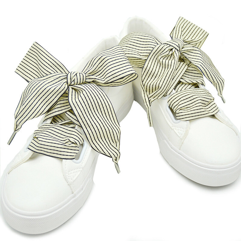 1 زوج 4 سنتيمتر العرض Bowknot شريط أربطة حذاء مسطح قماش أحذية رياضية أحذية بيضاء الأربطة للنساء 80/100/120/140/160 سنتيمتر