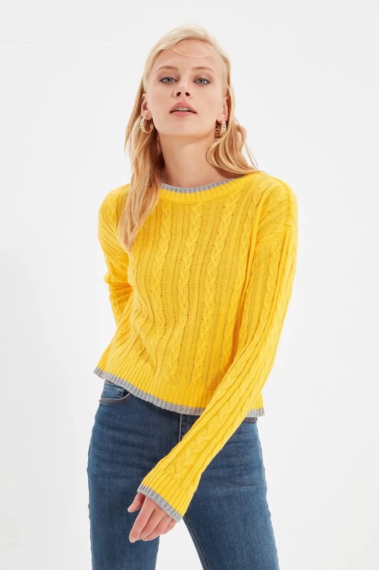 Trendyol Mesh Detailed Knitwear Sweater TWOAW22KZ2418