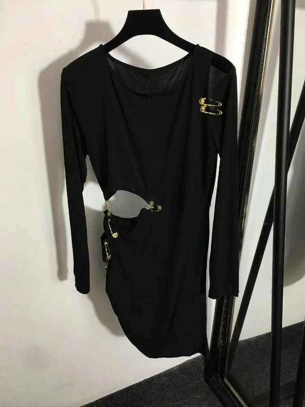 Sommer 2022 frauen Strick Ausschnitt Elegante Damen Kleid Neue Große Marke Mode Hohe Qualität Lange Hülse Rock y2k Kleidung erfüllen
