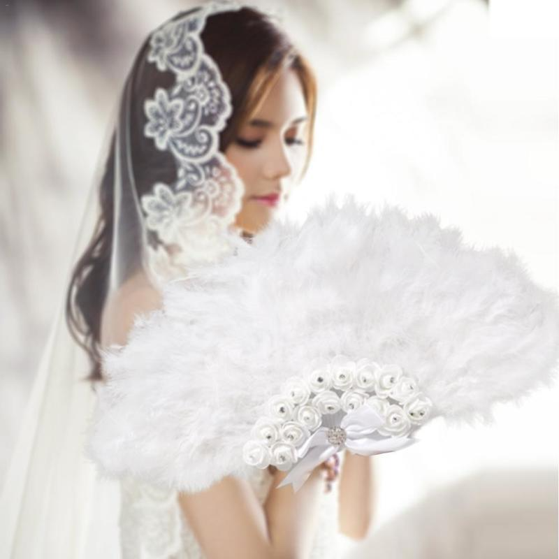 Abanico de plumas de boda para mujer, abanico de mano de plumas de pavo blanco, venta al por mayor, abanicos hechos a mano para baile, decoración de boda, abanico de mano, recuerdos de fiesta