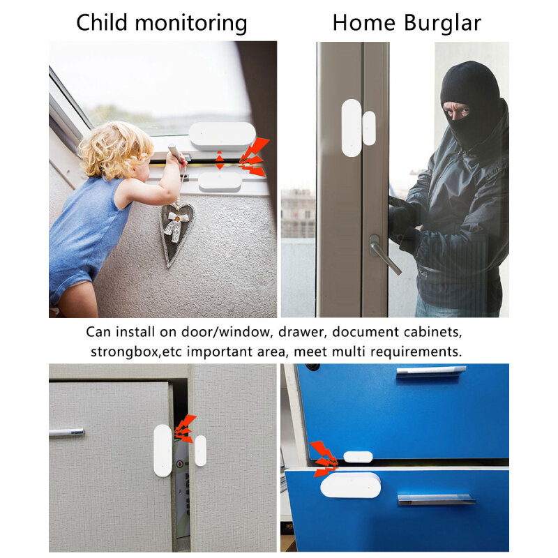 Tuya Wifi sensore porta finestra stato aperto/chiuso APP Monitor in tempo reale allarme di sicurezza domestica intelligente Push per Alexa Google Home