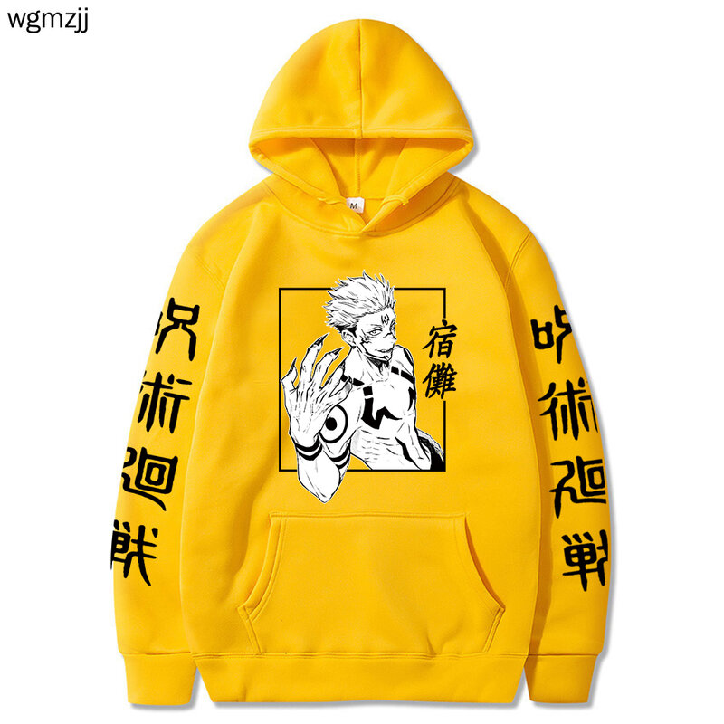 Jujutsu Kaisen Hoodie Anime Lucu Sukuna Hoodie Sweatshirt Streetwear Pullover untuk Wanita dan Pria