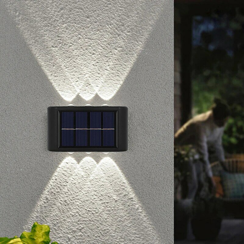 16PCS 6 LED Solar Wall Lamp Outdoor IP65 Waterproof Up And Down Luminous Lighting Garden Decoration Solar Lights Sunlight Lamp