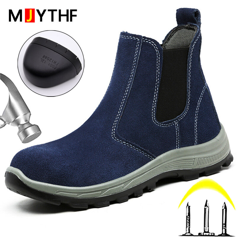 Mjythf masculino aço toe boné botas de trabalho anti-quebra anti-perfuração sapatos de soldagem anti-escaldante anti-respingo inverno sapatos de segurança quente