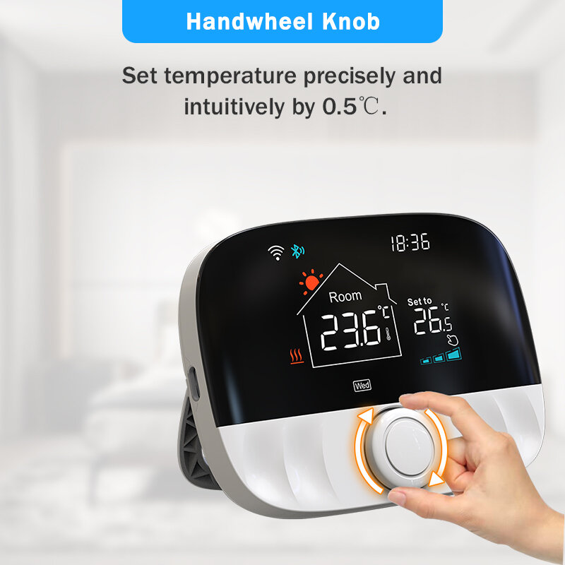 Tuya สมาร์ทโฮม Wifi ไร้สาย Room Thermostat Programmable สำหรับหม้อไอน้ำความร้อนชั้น RF อุณหภูมิแบตเตอรี่ Alexa