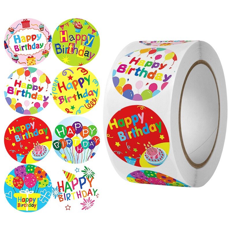100-500Pcs Cartoon Happy Birthday Sealing Sticker Kids Gift Backing Package Envelope Label Seal Decoration Stationery Stickers