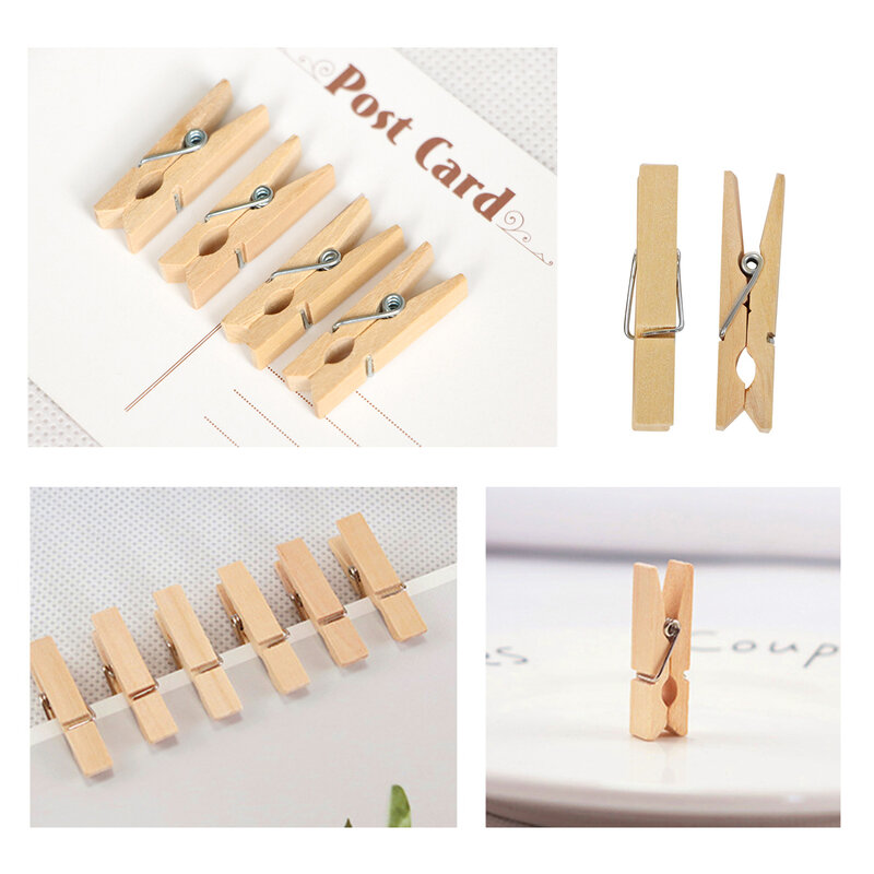 Wooden Clips Clothes Pins Wood For Suspending Clothes Tiny Pegs With Jute Twine String Decorative Wood Clips For Wall Suspending