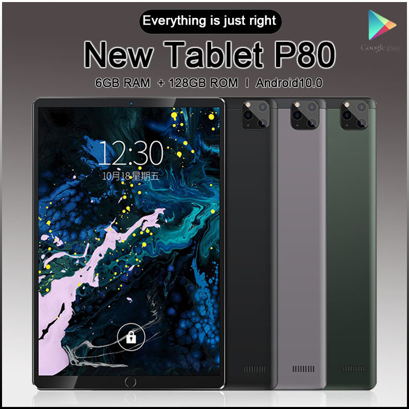 Tabuleta p80 8 Polegada tabuletas android 10.0 6gb ram 128gb rom 10 núcleo tablet pc 4g rede wifi gps duplo alto-falante telefone tablette venda
