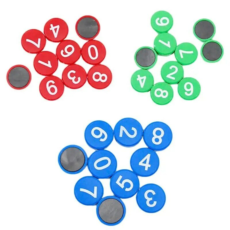30Pcs Ronde Nummer Koelkast Magneten Koelkast Whiteboard Magnetische Stickers Home Office Schoolbenodigdheden (Rood, Groen, blauw)