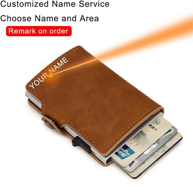Portafoglio con incisione personalizzata 2023 portafoglio intelligente porta carte di credito RFID donna uomo porta carte d'identità portafogli antifurto borsa