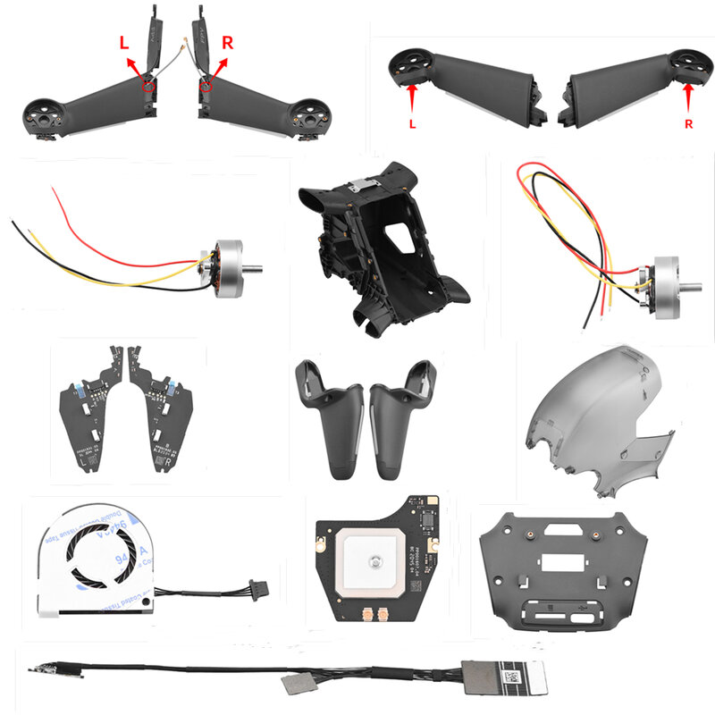 Piezas de reparación de Dron para DJI FPV Combo, brazo de tren de aterrizaje, Marco superior medio inferior, carcasa, Motor, cardán, Cable de señal, placa GPS