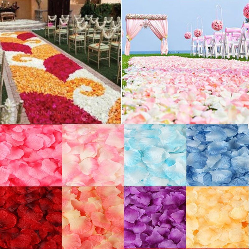 100PCS 5*5CM Silk Rose Petals for Wedding Decoration Romantic Artificial Rose Flower Wedding Accessories