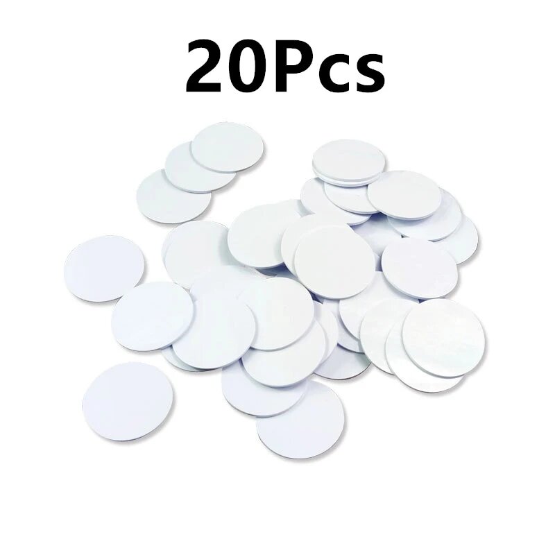 20 piezas NFC Ntag215, etiqueta de moneda, 13,56 MHz, tarjeta NTAG 215, RFID, etiquetas ultraligeras, caja redonda de 25mm de diámetro para Tagmo