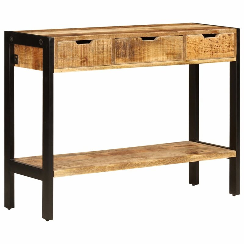 Möbel Sideboard mit 3 Schubladen 43.3 "x 13.8" x 29.5 "Solide Mango Holz