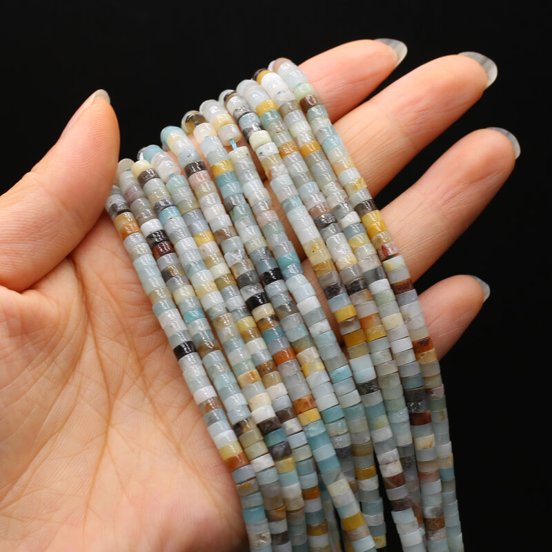 38Cm Amazonite Alami Permata Silinder Manik-manik Tali Longgar Aksesori Buatan Tangan untuk Membuat Perhiasan Diy Kalung Gelang