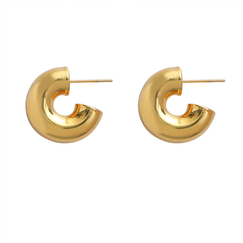 2022 neue Hoop Ohrringe für Frauen Stapelbar C Form Gold Farbe Große Kreis Punk Hip Hop Ohrring Modeschmuck