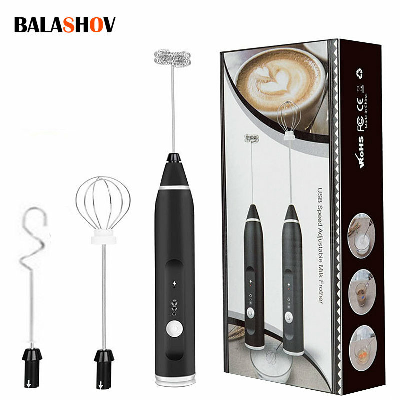 Mini Espumador de leche eléctrico inalámbrico, batidor de mano USB, cafetera, licuadora para café, capuchino, crema, hogar