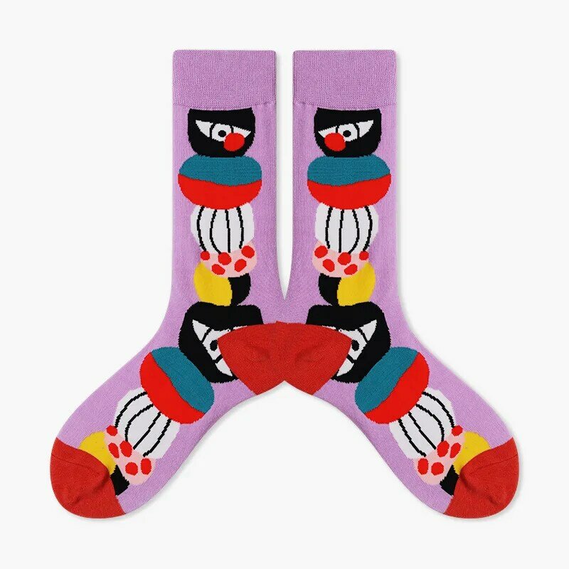 Novo matryoshka ilustração design meias femininas tubo médio europeu e americano meias femininas bonito graffiti meias