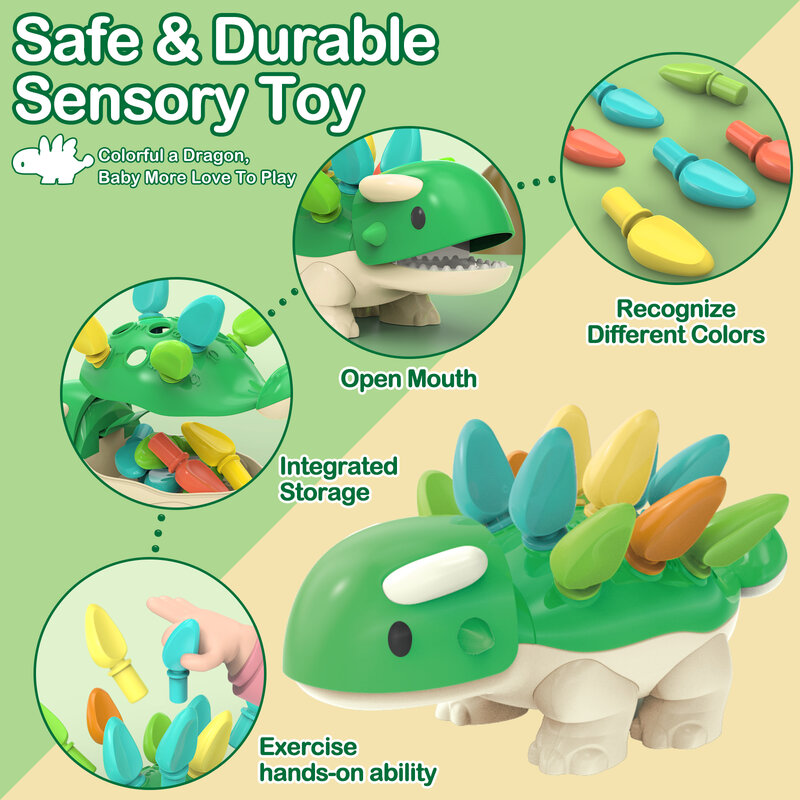 Montessori Baby Fine Motor Skill Training Focuses Hand Eye Game Dinosaur Color Number Sorting Nesting Educational Toys For Kids
