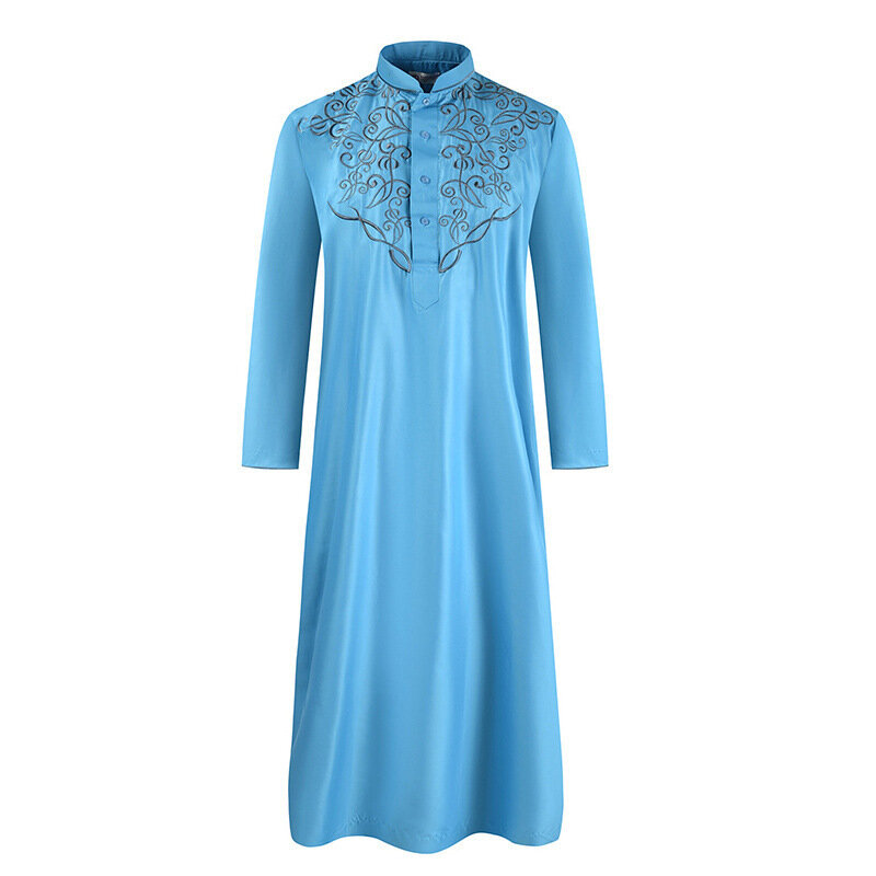 Pria Tradisional Muslim Jubba Thobes Bahasa Swedia Pakaian Fashion Bordir Kaftan Saudi Arabia Dubai Abaya Panjang Jubah Gaun