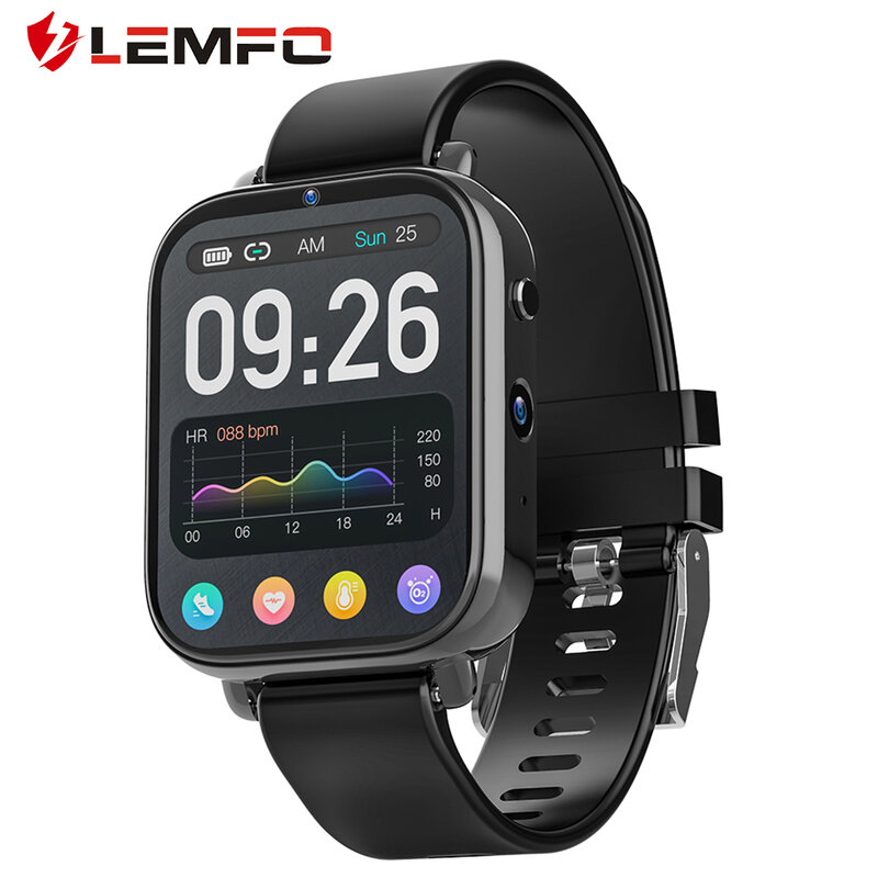 Lemfo android 9.1 z20 homens relógio inteligente 4g internet wifi gps bluetooth chamada de vídeo smartwatch câmera dupla grande memória 850 mah