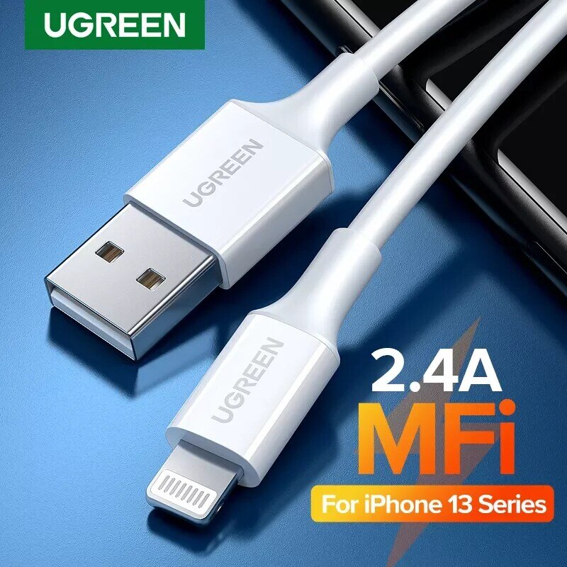 U- green MFi USB 케이블 iPhone 13 12 Pro Max 번개 고속 충전기 케이블, iPhone 충전기 iPad 미니 전화 충전 케이블
