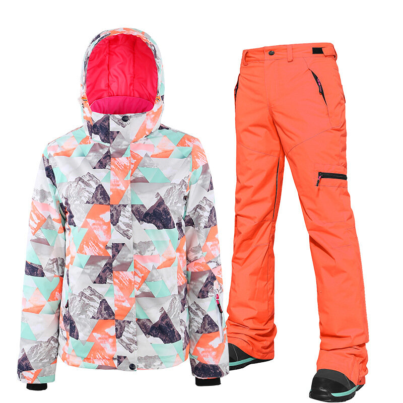 SEARIPE setelan jaket musim dingin wanita, setelan pakaian Ski penahan angin tahan air, jaket hangat, mantel papan salju, peralatan luar ruangan
