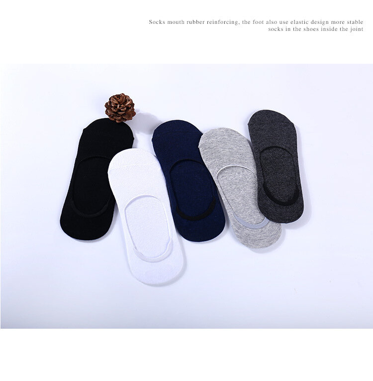 Calcetines tobilleros de algodón para hombre, calcetín Invisible, transpirable, de silicona, para verano y otoño, 3 pares por lote