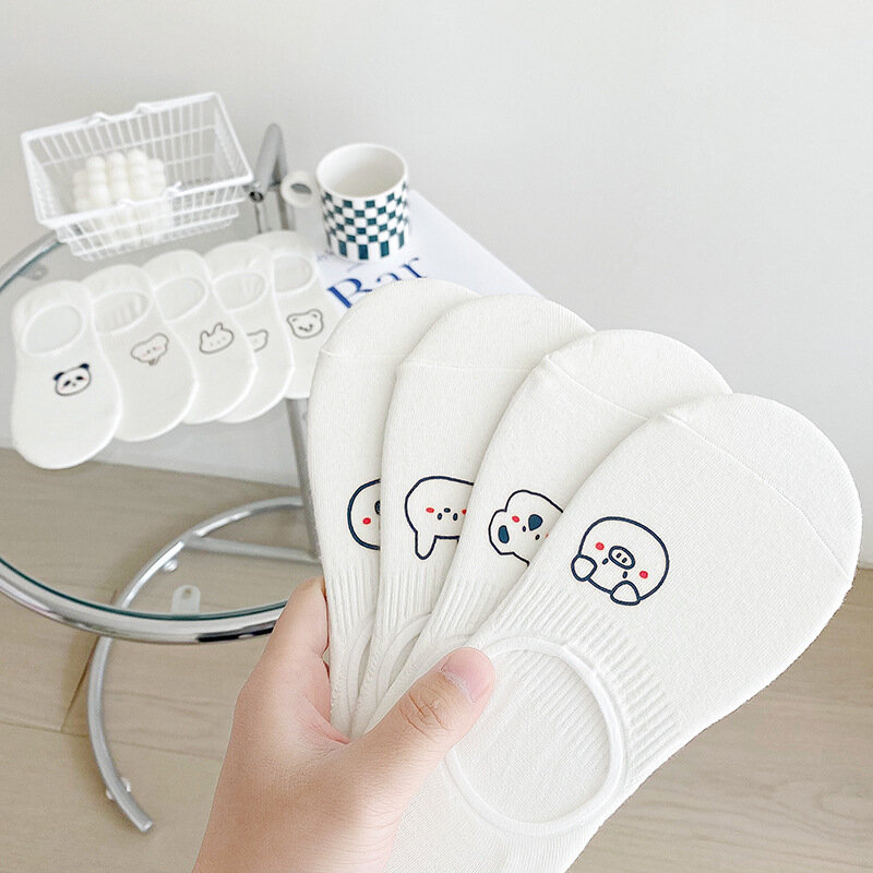 20 pieces = 10 Pairs/lot Rabbit Cow Heart Animal socks Cotton Casual Women Streetwear Cute Funny White Socks Short Happy Ankle