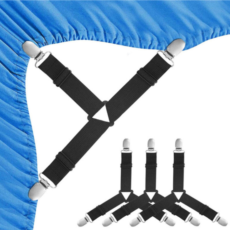Adjustable Bed Suspenders Sheet Fastener Straps Clippers Clips  Holder Kit Gripper Fitted 1 Set Crisscross Bed Sheet Holder