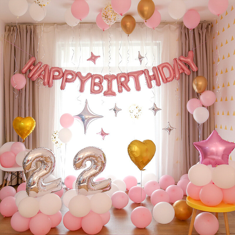 13pcs Happy Birthday Decoration Balloons Rose Gold Silver Letter Aluminum Foil Balloon Child Adult Birthday Decor Party Supplies