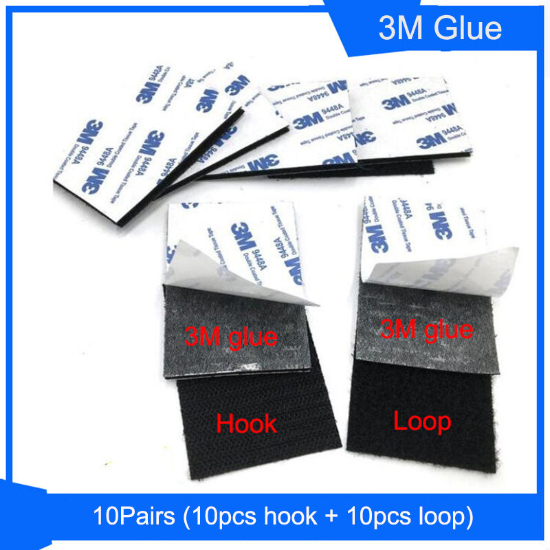 10Pairs/lot Self Adhesive Fastener Hook and Loop Tape Nylon Sticker Hook Adhesive Loop Fastener with 3M Glue DIY Accessories