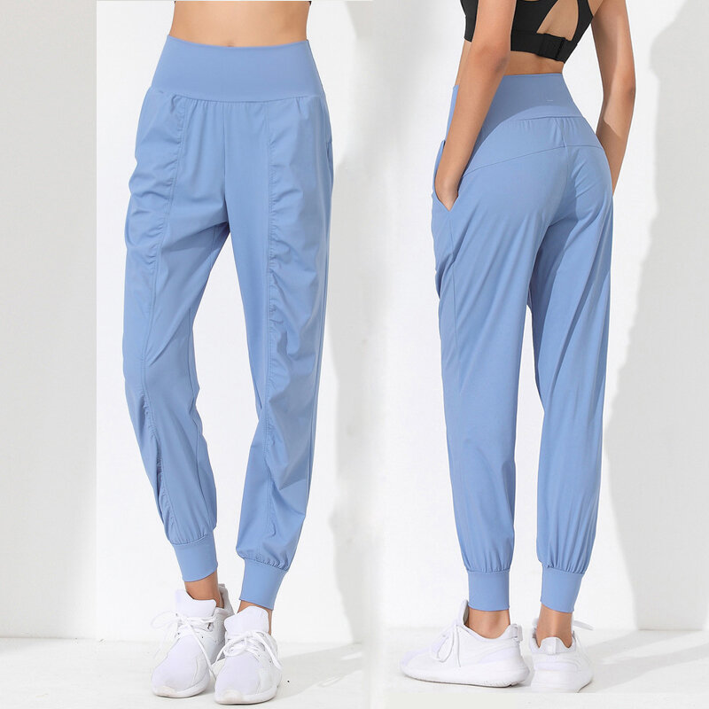 Pantalones de Yoga de secado rápido con logotipo para mujer, pantalones deportivos elásticos de cintura alta para Fitness, ejercicio, correr, parte inferior informal