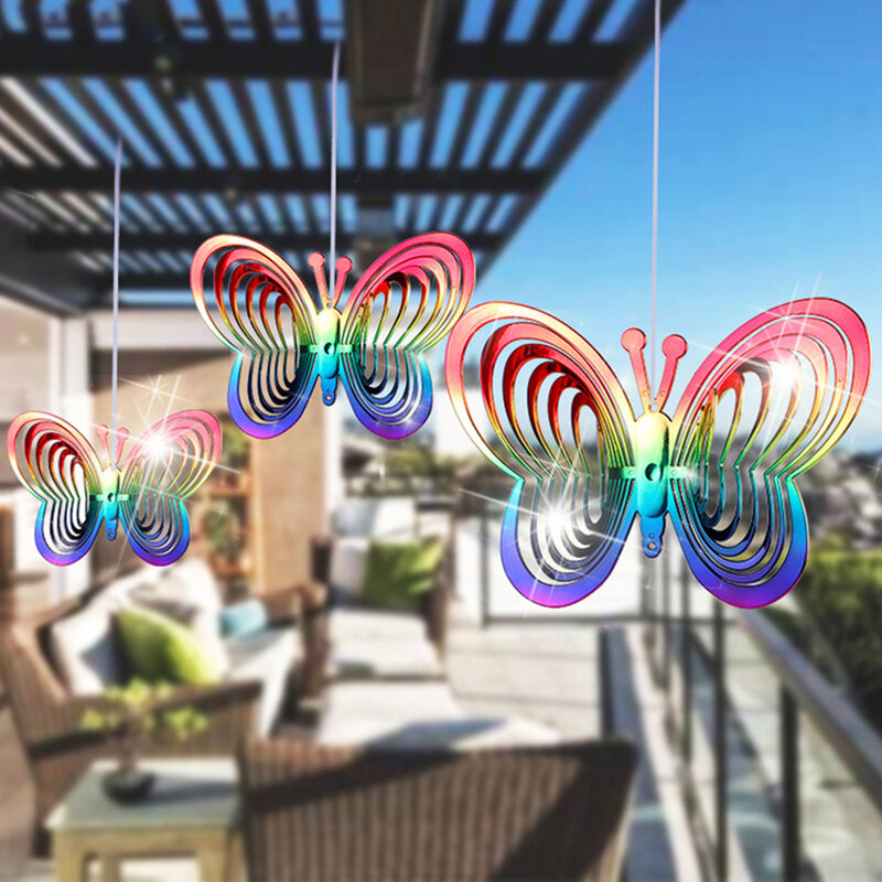 Carillons éoliens rotatifs en forme de papillon, attrape-vent, décoration d'extérieur et de jardin, cadeaux de vacances