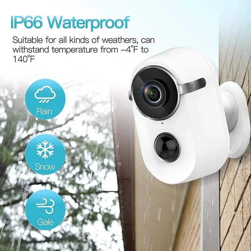 2MP كاميرا IP لاسلكية في الهواء الطلق شاشة أمن IP66 مقاوم للماء بطارية قابلة للشحن كاميرا CCTV المراقبة 1080P واي فاي