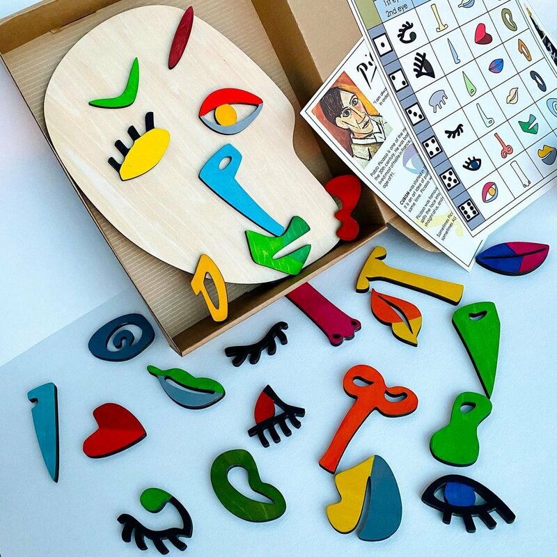 Houten Montessori Puzzels Kinderen Educatief Speelgoed Gezicht Puzzel Erkenning Facial Gevoel Bijpassende Set Verlichting Jigsaw Toy
