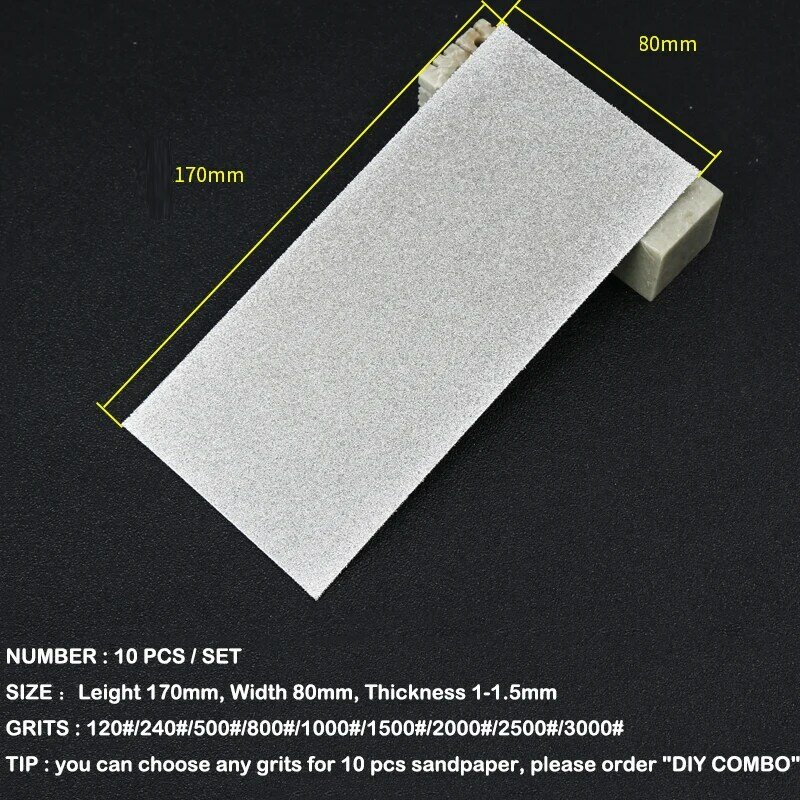 Asoyoga 10Pcs 80*170Mm Diamond Schuurpapier Lakens Set Voor Slijpen Schuren Polijsten Metalen Sieraden Glas Rots Steen graniet
