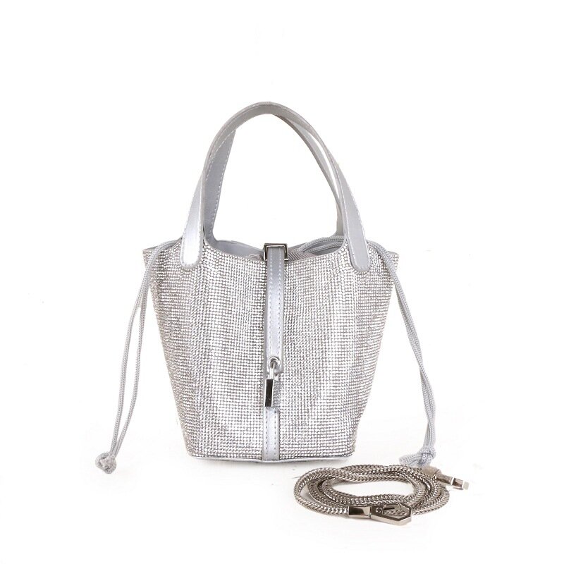 Luxury Rhinestone Tote Bag for Women Designer Bucket Shoulder Strap Handbag Fashion Messenger Bag High Quality Ladies Bag