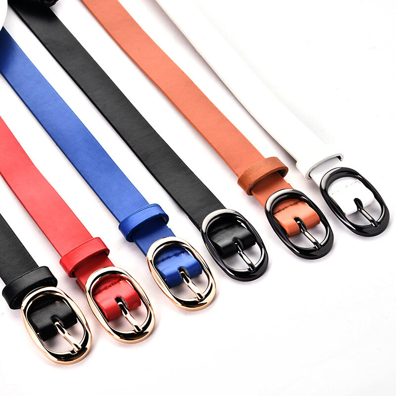 Women Leather Belt Round Metal Pin Buckle Circle Belts Hot Brand Fashion Punk O Ring for Women Luxury Designer Belt