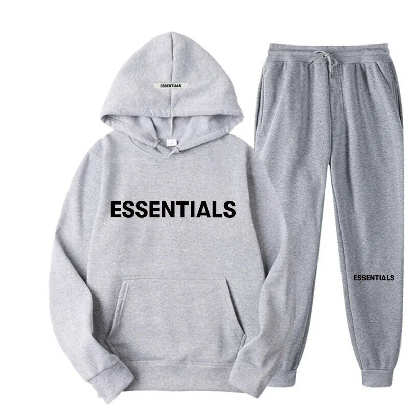 Essentials-Sudadera con capucha para hombre y mujer, chándal de algodón puro para parejas, ropa de calle de gran tamaño, Otoño e Invierno