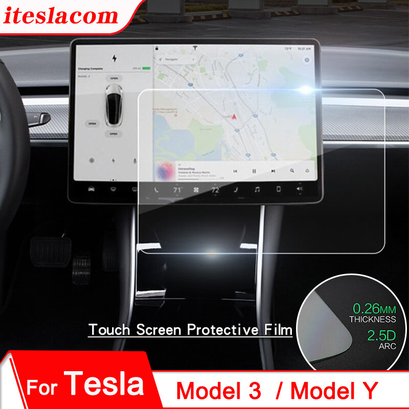 15-дюймовая защитная пленка Tesla для автомобильного экрана Tesla Model 3 Y, сенсорный дисплей навигации, матовое/закаленное стекло HD, пленка, автомоб...
