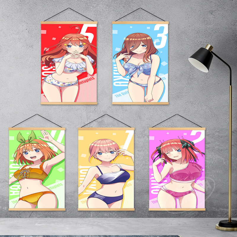 Canvas Modular Home Decor The Quintessential Quintuplets Prints Interior Painting Wooden Hanging Poster Anime Wall Art Pictures
