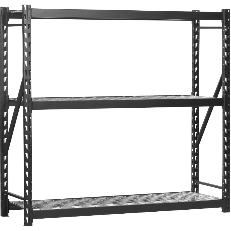 Muscle Rack 3-Tier Black Steel Welded Storage Rack Warehouse Garage Shelves Heavy Duty Shelf 77"W x 24"D x 72"H